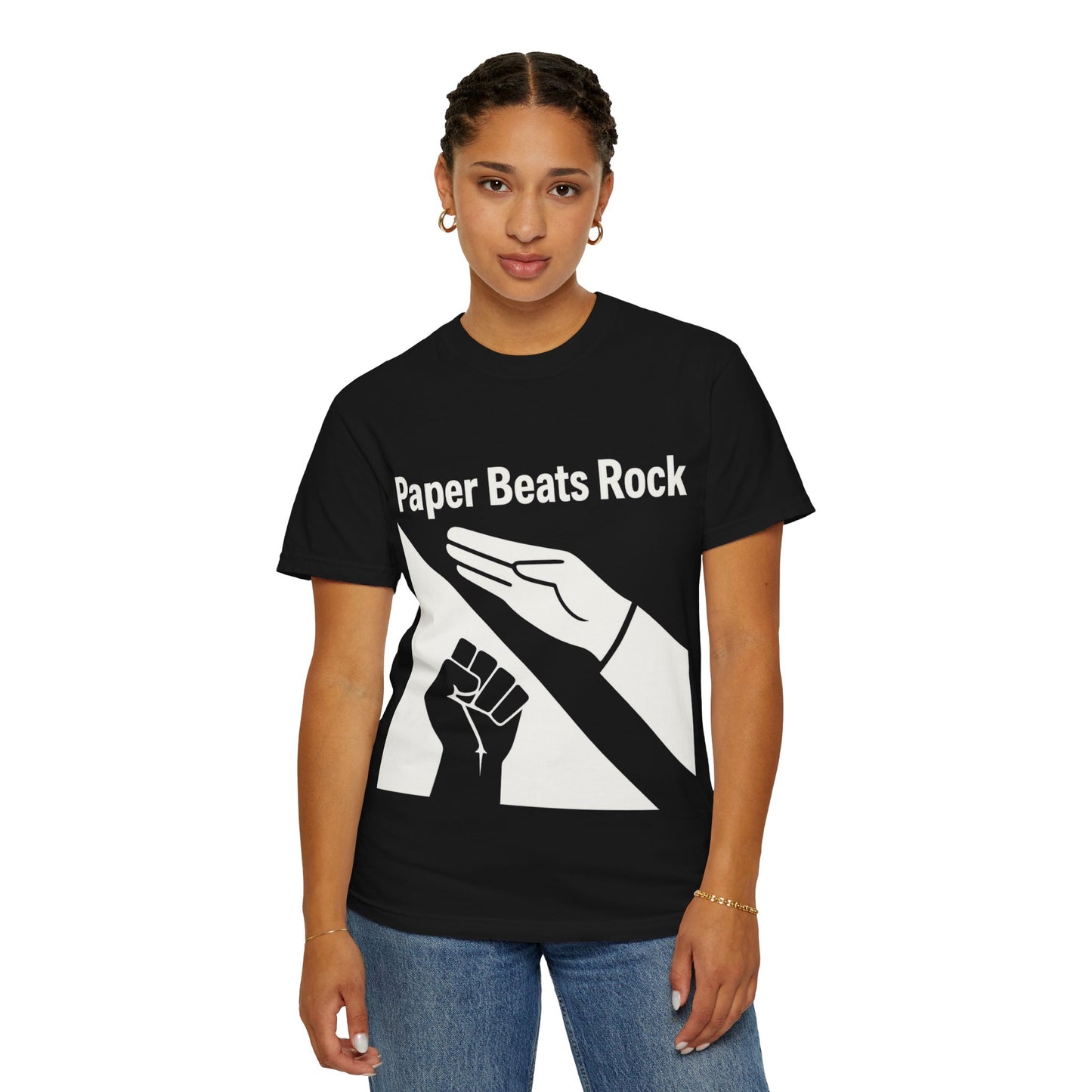 Paper Beats Rock Comfort Colors 1717 T‑Shirt — Funny Hand Game Tee