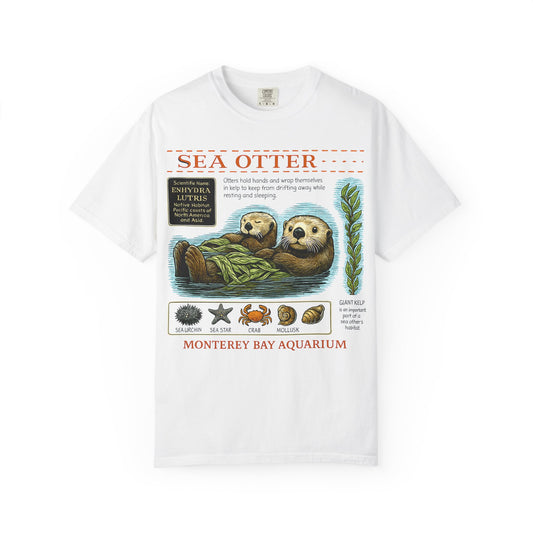 Sea Otter Graphic Comfort Colors 1717 T-Shirt — Monterey Bay Aquarium Illustration Tee