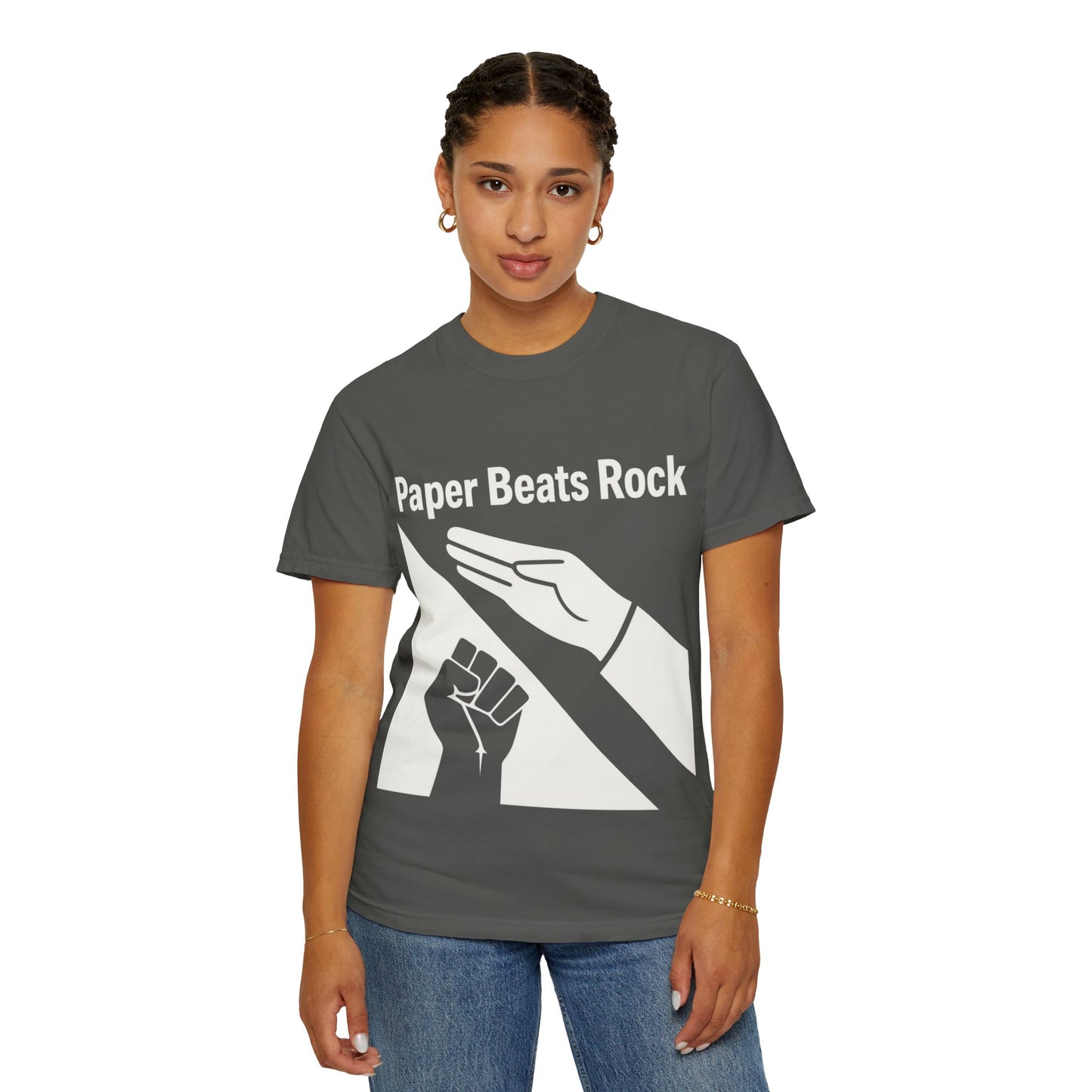 Paper Beats Rock Comfort Colors 1717 T‑Shirt — Funny Hand Game Tee