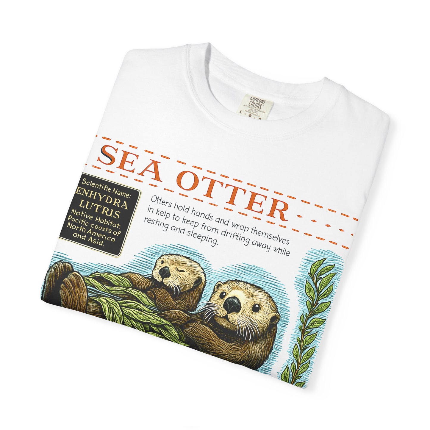 Sea Otter Graphic Comfort Colors 1717 T-Shirt — Monterey Bay Aquarium Illustration Tee