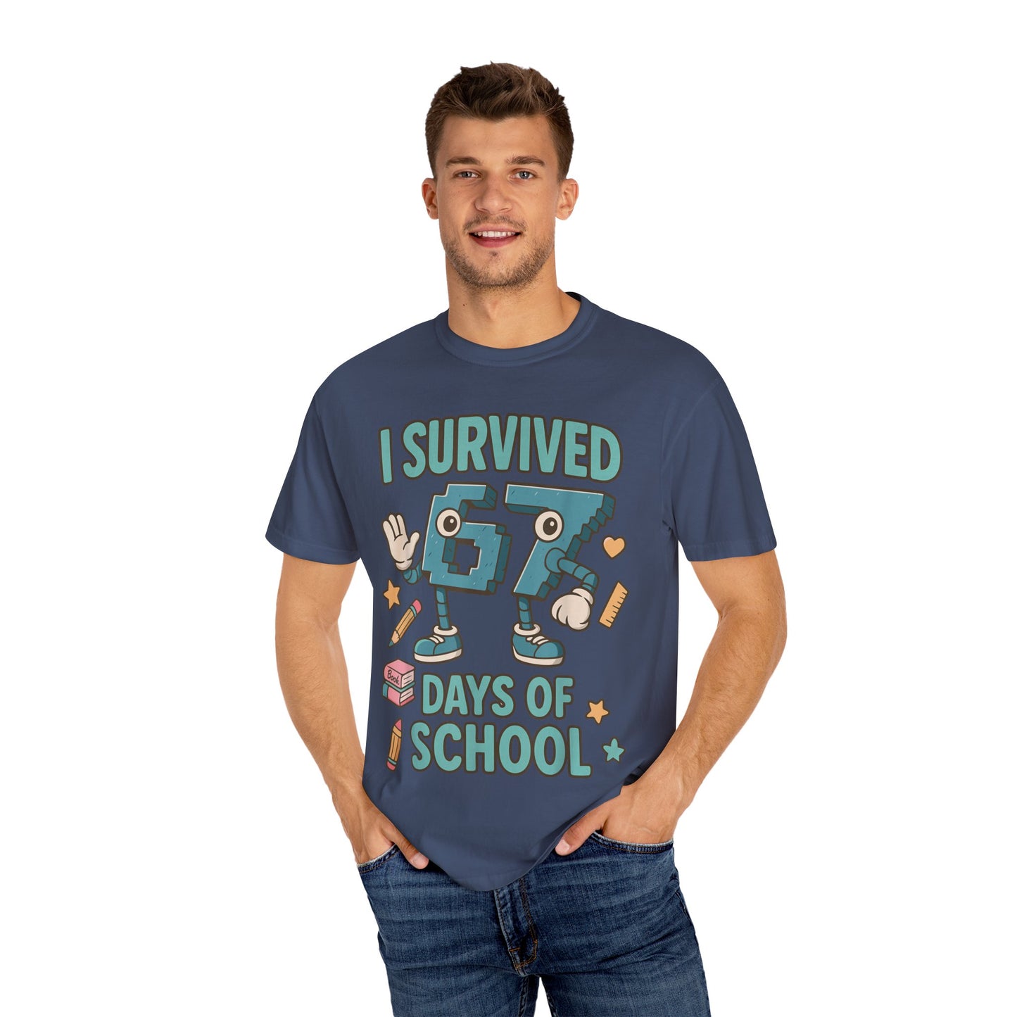 Kids 6-7 Meme I Survived 67 Days of School Comfort Colors 1717 T-Shirt — Funny Back-to-School Graphic Tee for Students