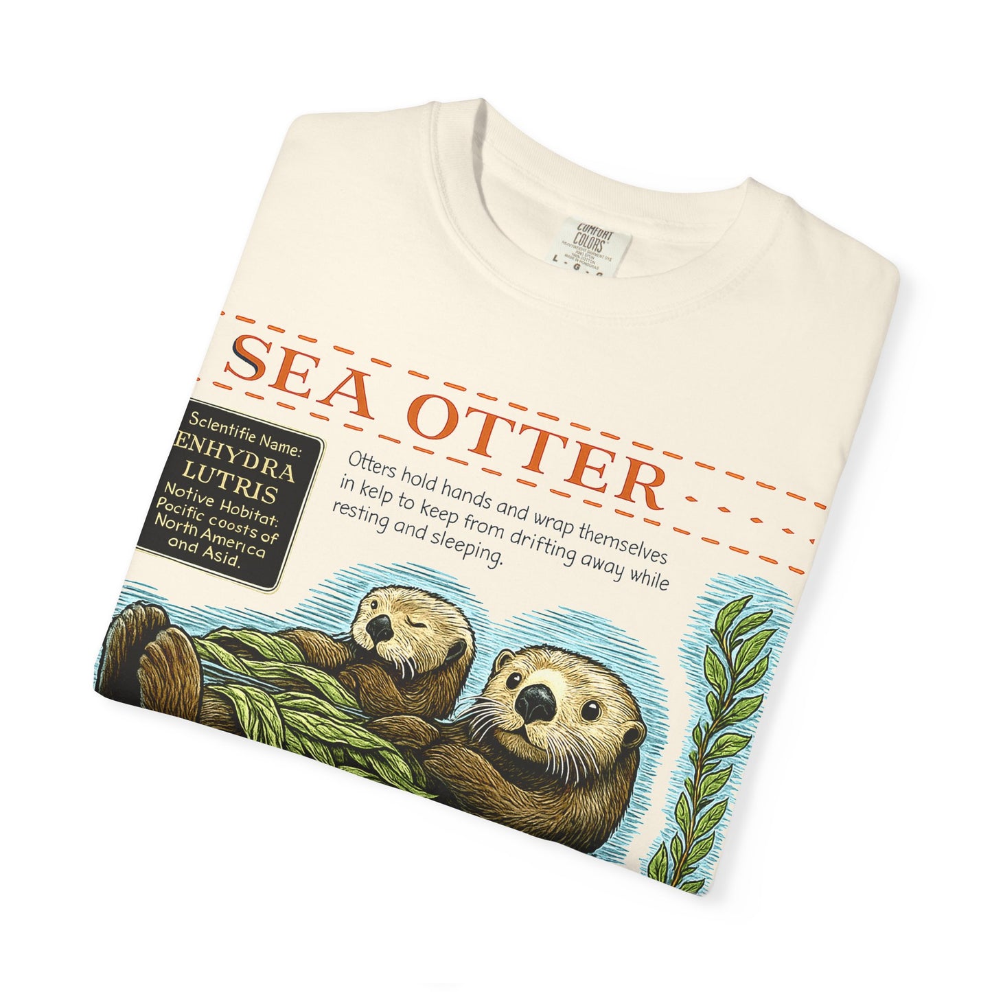 Sea Otter Graphic Comfort Colors 1717 T-Shirt — Monterey Bay Aquarium Illustration Tee