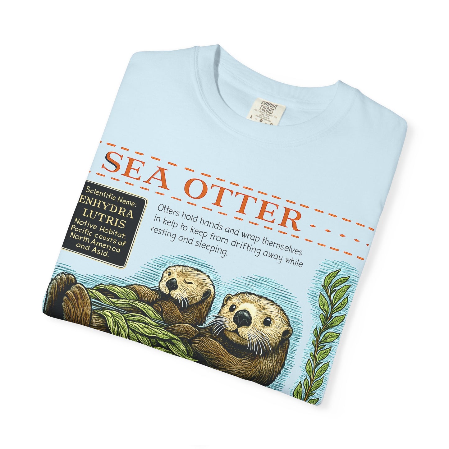 Sea Otter Graphic Comfort Colors 1717 T-Shirt — Monterey Bay Aquarium Illustration Tee