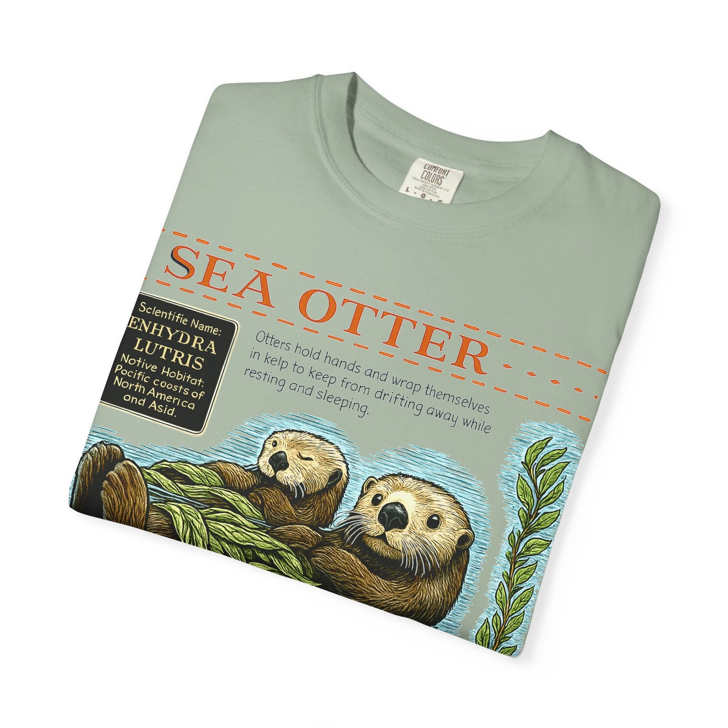 Sea Otter Graphic Comfort Colors 1717 T-Shirt — Monterey Bay Aquarium Illustration Tee