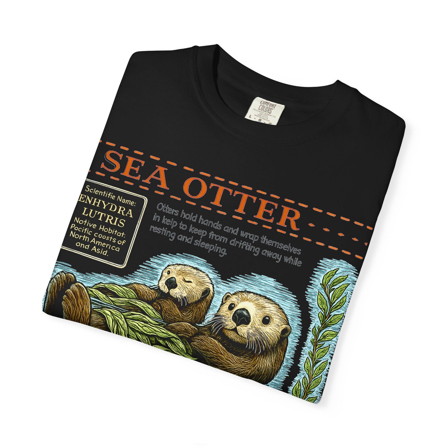 Sea Otter Graphic Comfort Colors 1717 T-Shirt — Monterey Bay Aquarium Illustration Tee