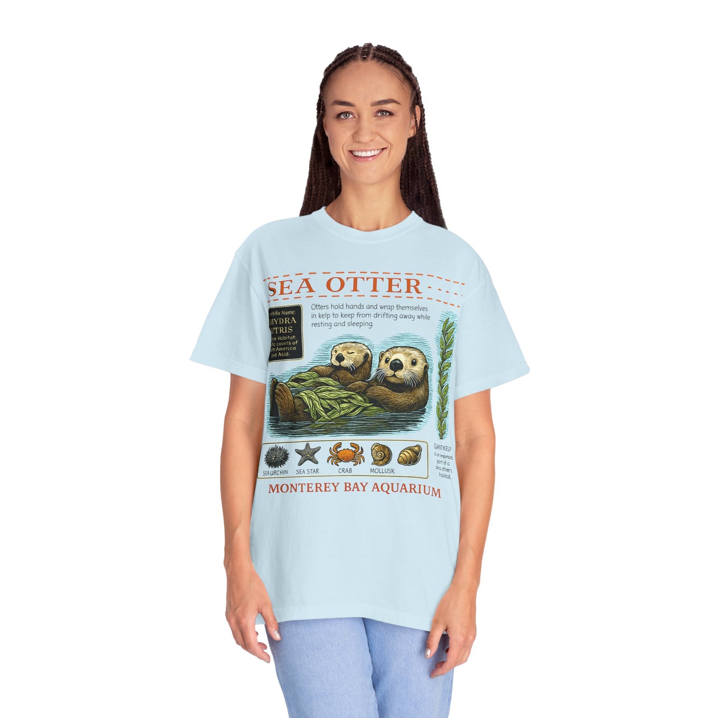 Sea Otter Graphic Comfort Colors 1717 T-Shirt — Monterey Bay Aquarium Illustration Tee