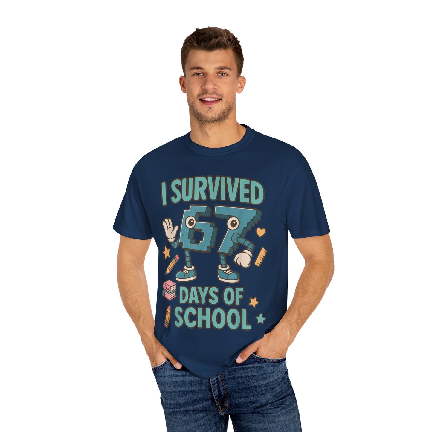 Kids 6-7 Meme I Survived 67 Days of School Comfort Colors 1717 T-Shirt — Funny Back-to-School Graphic Tee for Students