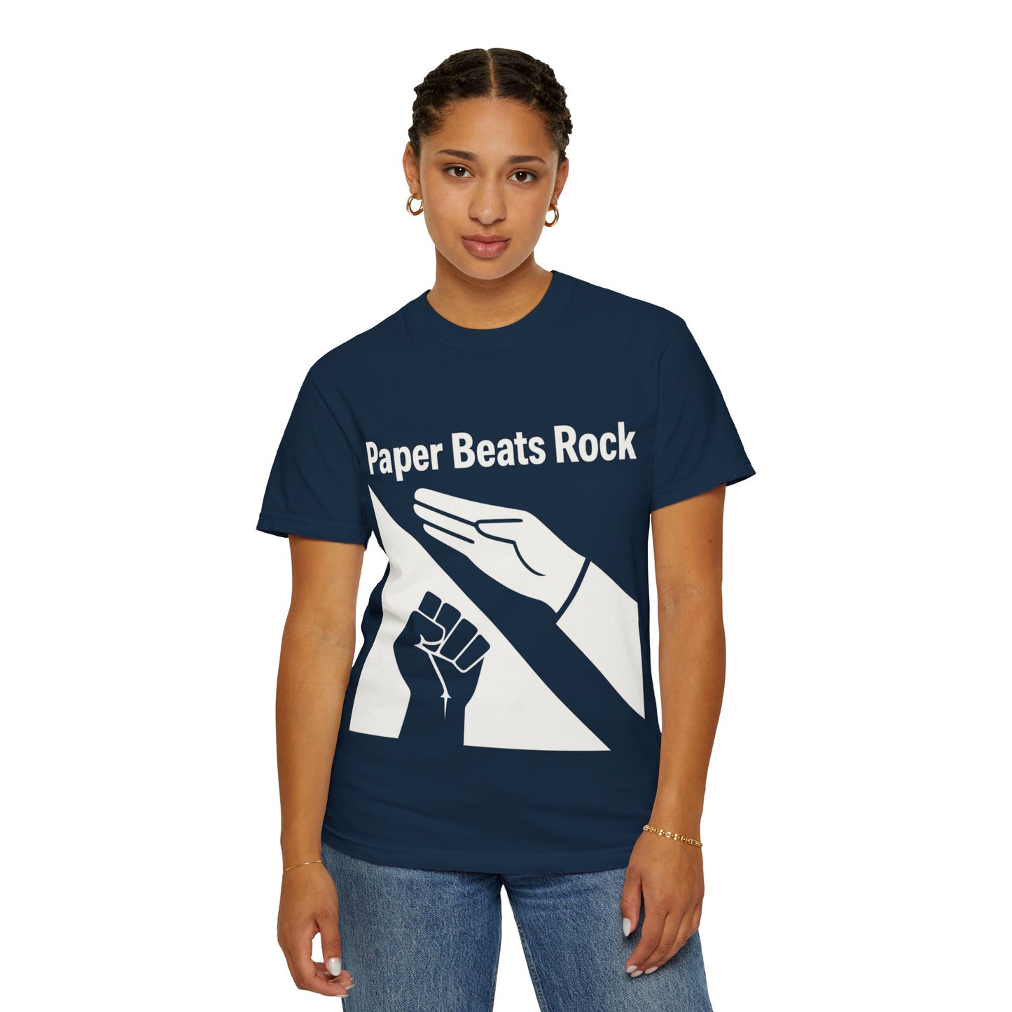 Paper Beats Rock Comfort Colors 1717 T‑Shirt — Funny Hand Game Tee