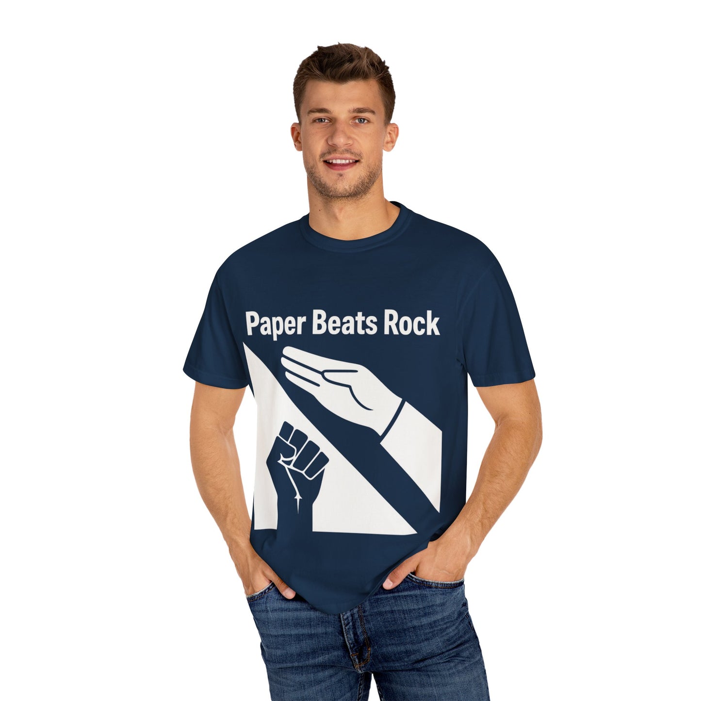 Paper Beats Rock Comfort Colors 1717 T‑Shirt — Funny Hand Game Tee
