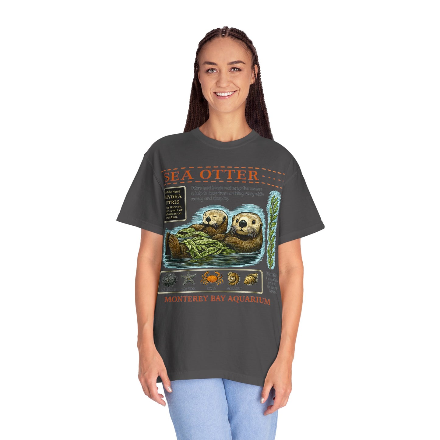Sea Otter Graphic Comfort Colors 1717 T-Shirt — Monterey Bay Aquarium Illustration Tee